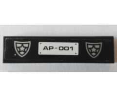 Tile 1 x 4 with Police Badges and 'AP-001' License Plate Pattern (Sticker) - Set 8182