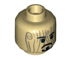 Minifigure, Head Black Beard and Moustache Rudimentary over Wood Grain Pattern (Voodoo Jack) - Hollow Stud