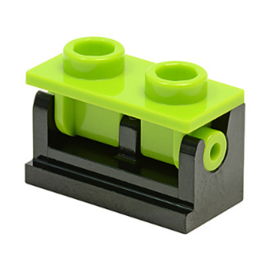 Hinge Brick 1 x 2 Base with Lime Hinge Brick 1 x 2 Top Plate (3937 / 3938)