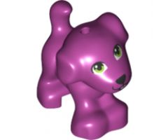Dog, Friends, Puppy, Standing with Black Nose and Mouth, Lime Green Eyes and Metallic Pink Tongue Pattern