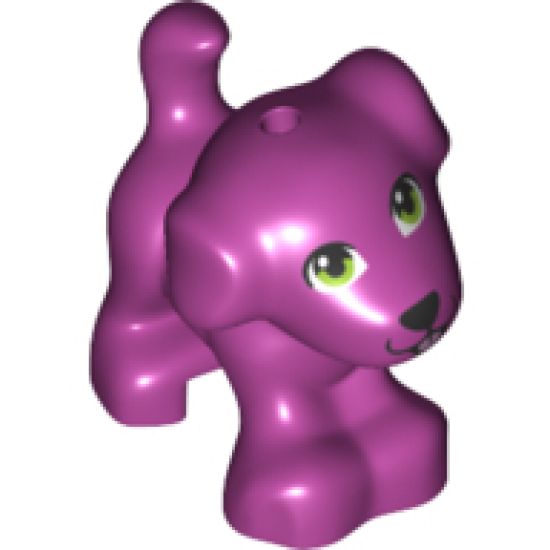Dog, Friends, Puppy, Standing with Black Nose and Mouth, Lime Green Eyes and Metallic Pink Tongue Pattern