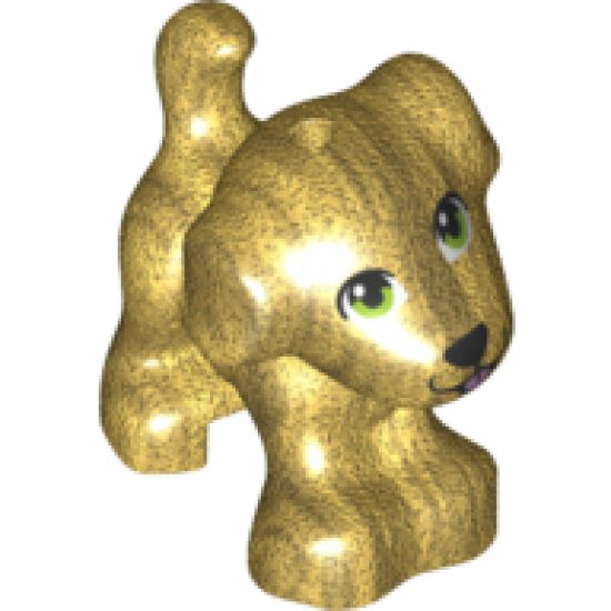 Dog, Friends, Puppy, Standing with Black Nose and Mouth, Lime Green Eyes and Metallic Pink Tongue Pattern