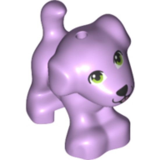 Dog, Friends, Puppy, Standing with Black Nose and Mouth, Lime Green Eyes and Metallic Pink Tongue Pattern