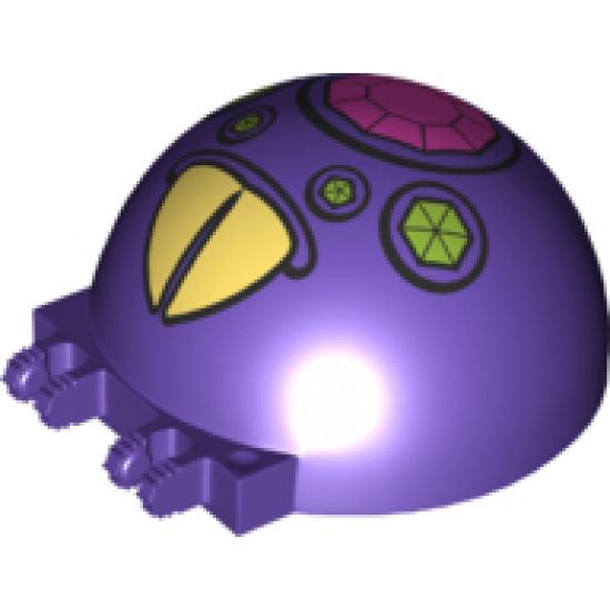 Windscreen 6 x 6 x 3 Canopy Half Sphere with Dual 2 Fingers and Dark Pink and Lime Jewels with Large Yellowed Teeth Pattern