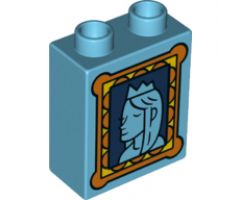 Duplo, Brick 1 x 2 x 2 with Picture with Queen Pattern