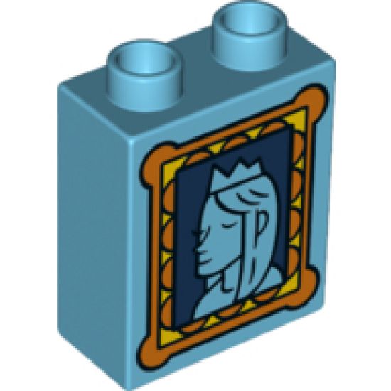 Duplo, Brick 1 x 2 x 2 with Picture with Queen Pattern