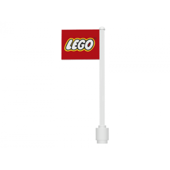 Flag on Flagpole, Straight with Red Lego Pattern (Stickers)