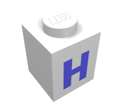 Brick 1 x 1 with Blue 'H' Pattern (Bold Font)