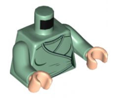 Torso Female Wrap-Around Tunic with Black Hems and Dark Green Contours Pattern / Sand Green Arms / Light Nougat Hands