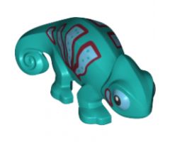 Chameleon with Black and Bright Light Blue Stripes Pattern