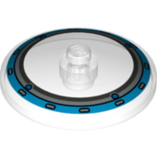 Dish 4 x 4 Inverted (Radar) with Solid Stud with Dark Azure Circle / Gyrosphere Pattern