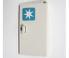 Door 1 x 3 x 4 Right - Open Between Top and Bottom Hinge with Maersk Logo Pattern (Sticker) - Set 10219