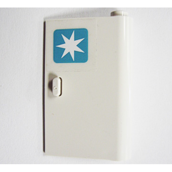 Door 1 x 3 x 4 Right - Open Between Top and Bottom Hinge with Maersk Logo Pattern (Sticker) - Set 10219