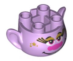 Minifigure, Head, Modified Trolls Gold Eyelids, Star Freckles and Dark Pink Nose Pattern