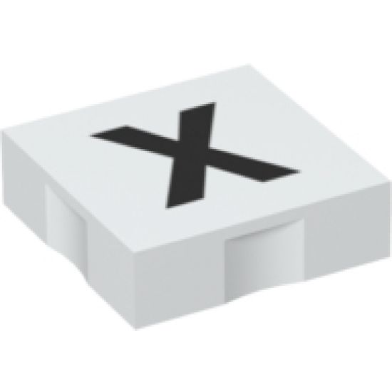 Duplo, Tile 2 x 2 with Black Capital Letter X Pattern