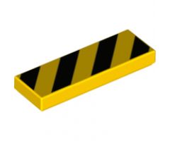 Tile 1 x 3 with Black Danger Stripes Pattern