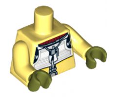 Torso SW Trandoshan Armor with Red Collar and Printed Back Pattern / Bright Light Yellow Arms / Olive Green Hands