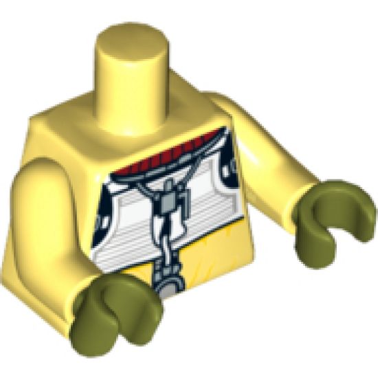 Torso SW Trandoshan Armor with Red Collar and Printed Back Pattern / Bright Light Yellow Arms / Olive Green Hands