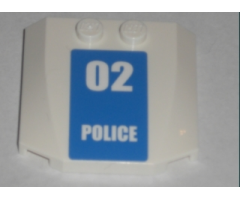 Wedge 4 x 4 x 2/3 Triple Curved with White '02 POLICE' on Blue Background Pattern (Sticker) - Set 7744