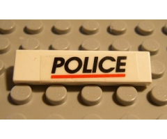 Tile 1 x 4 with 'POLICE' Red Line Pattern (Sticker) - Set 6398