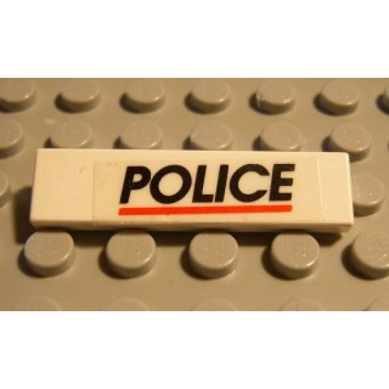 Tile 1 x 4 with 'POLICE' Red Line Pattern (Sticker) - Set 6398