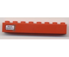 Brick 1 x 8 with 'Basel - Hamburg' Pattern on Left Side (Sticker) - Set 7745