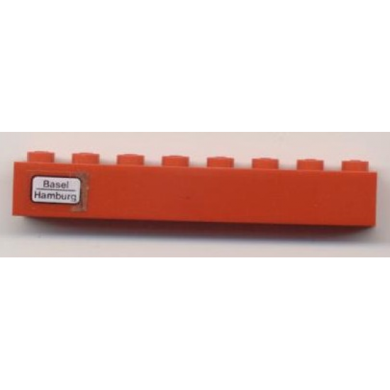 Brick 1 x 8 with 'Basel - Hamburg' Pattern on Left Side (Sticker) - Set 7745