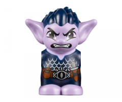 Body / Head Goblin with Pointed Ears, Dark Blue Spiked Hair and Tunic with Utility Belt with Goblin Eye Buckle, Knife and Pouch Pattern