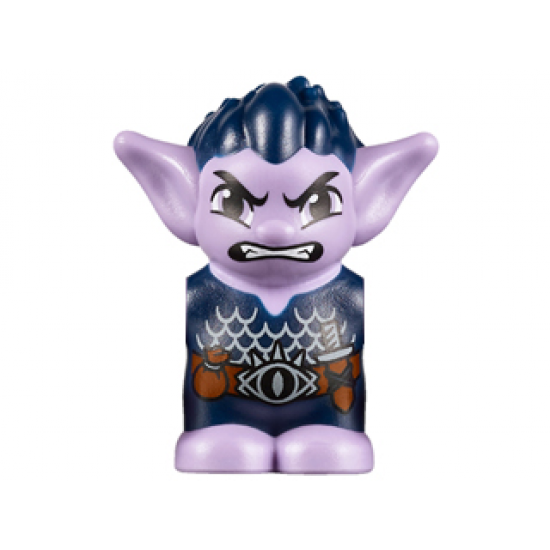 Body / Head Goblin with Pointed Ears, Dark Blue Spiked Hair and Tunic with Utility Belt with Goblin Eye Buckle, Knife and Pouch Pattern