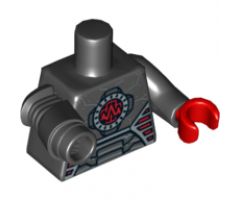 Torso Robot with Red Oscilloscope Pattern / Black Arm and Red Hand Left / Black Mech Arm and PDG Claw Right