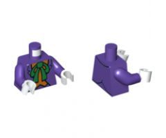 Torso Batman Suit with Orange Vest and Green Bow Tie Pattern (The Joker) / Dark Purple Arms / White Hands