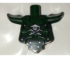 Torso, Modified Short with Armor Breastplate with Shoulder Ridges, Rivets and Ninja Skull with Crossed Swords Pattern