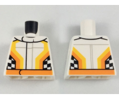 Torso Race Jacket with Orange Stripes and Checkered Flag on Front and Back Pattern