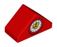 Duplo, Brick 4 x 2 Slope 45 Double with Clock with Mickey Mouse Logo Pattern