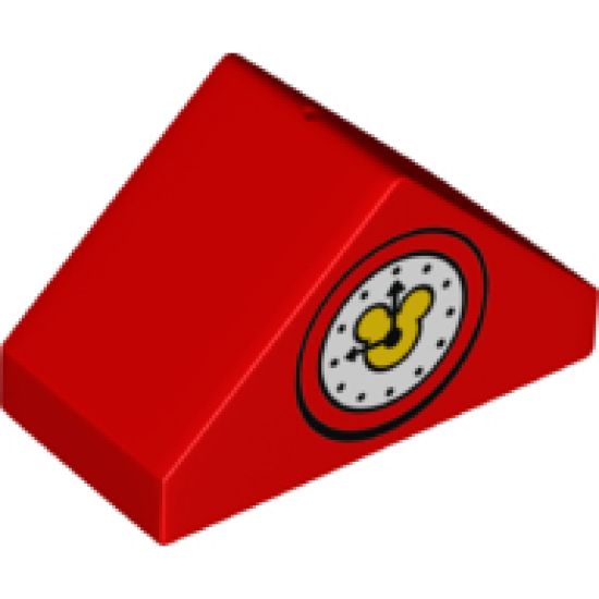 Duplo, Brick 4 x 2 Slope 45 Double with Clock with Mickey Mouse Logo Pattern