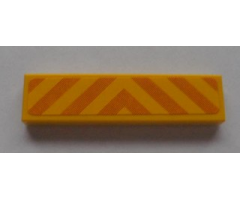 Tile 1 x 4 with Orange and Yellow Danger Stripes Pattern (Sticker) - Set 7633