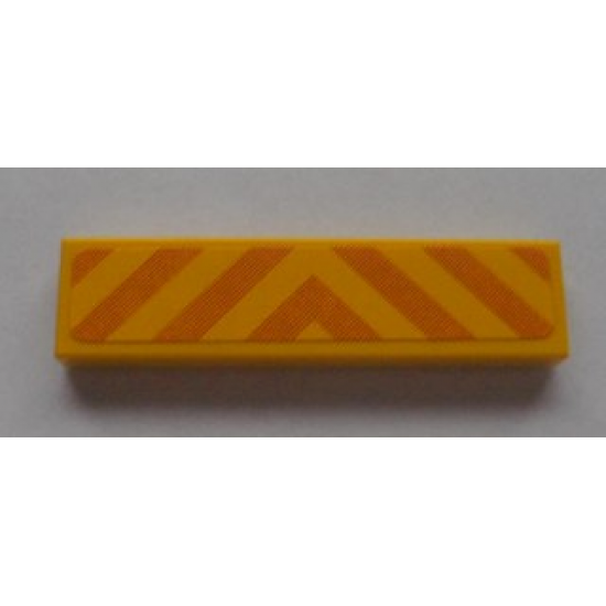 Tile 1 x 4 with Orange and Yellow Danger Stripes Pattern (Sticker) - Set 7633