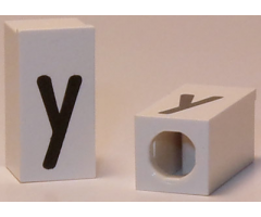 Tile, Modified 1 x 2 x 5/6 with Stud Hole in End and Black 'y' Lower Case Pattern