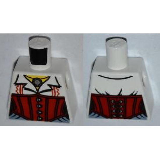 Torso Monster Fighters Female Blouse with Necklace and Red Corset Pattern