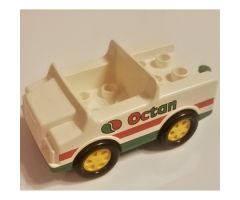Duplo, Vehicle Car with 2 x 2 Studs and Green Base and Octan Logo Pattern