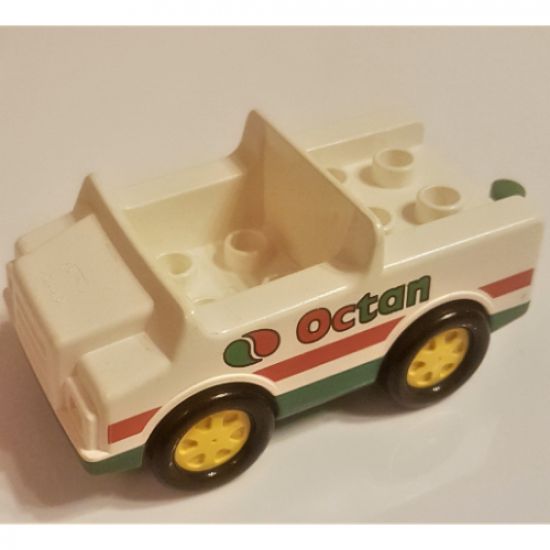 Duplo, Vehicle Car with 2 x 2 Studs and Green Base and Octan Logo Pattern