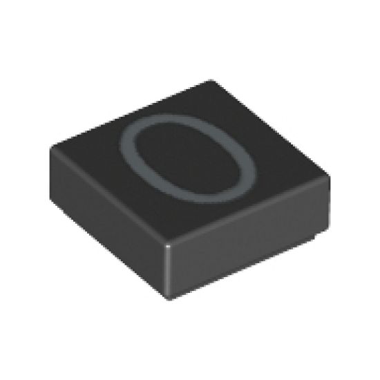 Tile 1 x 1 with Silver Number 0 Pattern