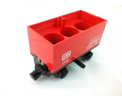 Train Battery Box Car with Three Contact Holes, Black Switch Lever, Black Magnets, and Black Wheels with 'DB 7722' Pattern on Both Sides (Stickers) - Set 7722