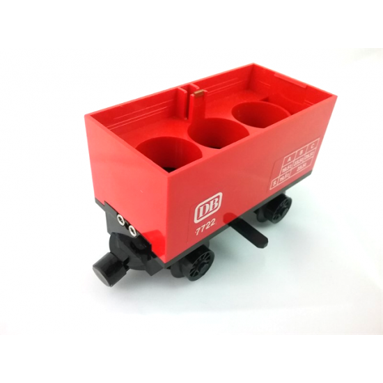 Train Battery Box Car with Three Contact Holes, Black Switch Lever, Black Magnets, and Black Wheels with 'DB 7722' Pattern on Both Sides (Stickers) - Set 7722