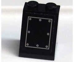Slope 65 2 x 2 x 2 without Bottom Tube with Silver Rectangle and 9 Dots Pattern (Sticker) - Sets 3740 / 3741 / 10205 / 4186868