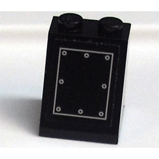 Slope 65 2 x 2 x 2 without Bottom Tube with Silver Rectangle and 9 Dots Pattern (Sticker) - Sets 3740 / 3741 / 10205 / 4186868