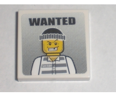Tile 2 x 2 with 'WANTED' Prisoner 50380 Poster Pattern (Sticker) - Set 7744