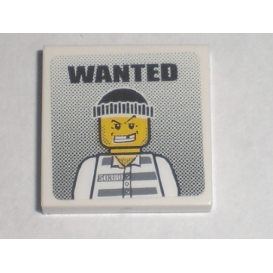 Tile 2 x 2 with 'WANTED' Prisoner 50380 Poster Pattern (Sticker) - Set 7744