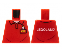 Torso Polo Shirt with White Minifigure Emblem, Yellow Name Tag and 'LEGOLAND' on Back Pattern