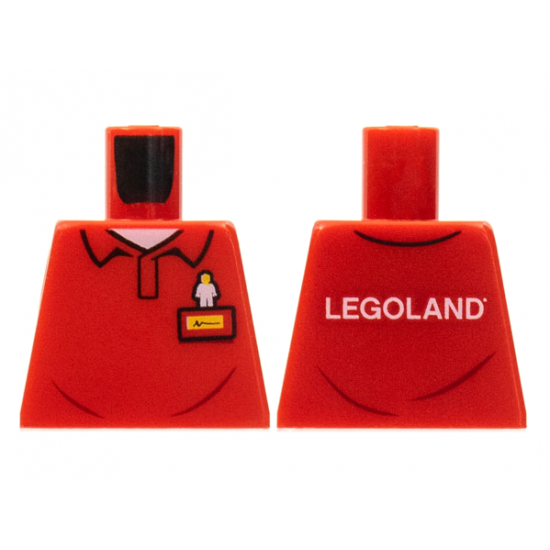 Torso Polo Shirt with White Minifigure Emblem, Yellow Name Tag and 'LEGOLAND' on Back Pattern
